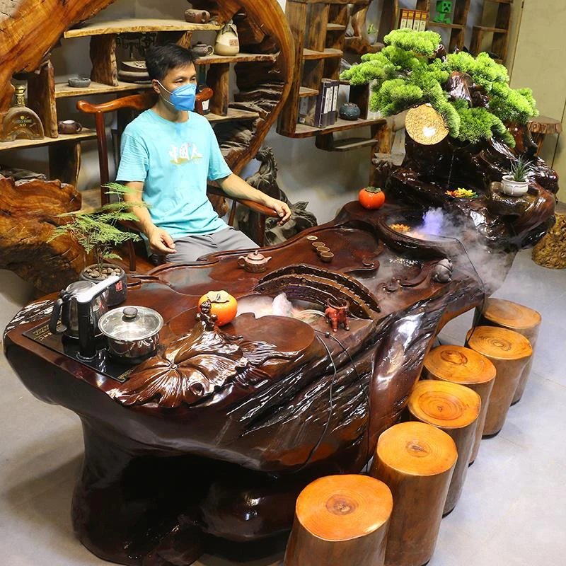 根雕茶台楠木茶桌树根茶海实木茶几家具木头桌客厅WE8548-1