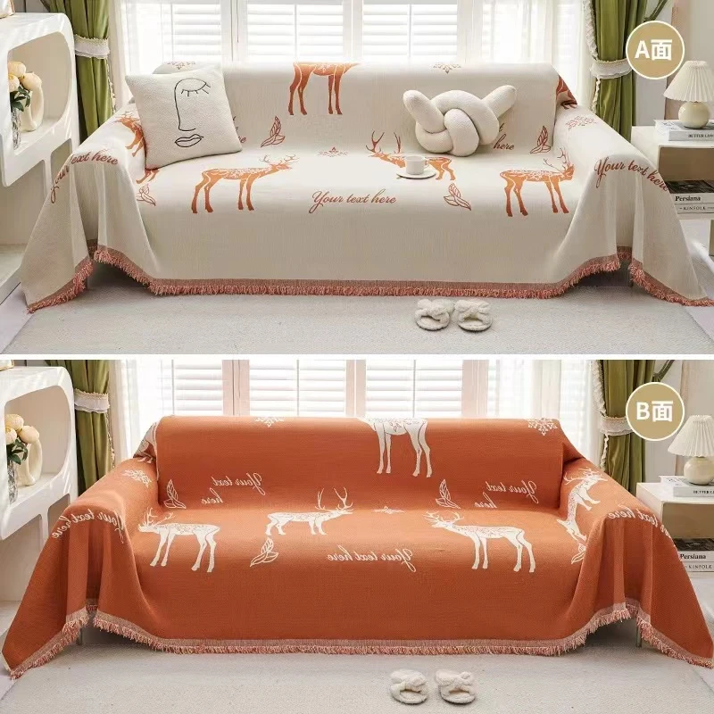 四季款雪尼尔一片式双面沙发盖巾防滑沙发毯全盖网红防猫盖布巾
