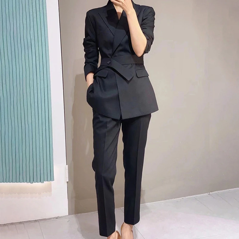 大码女装职场面试气质西服套装通勤风黑色收腰胖mm职业小西装外套