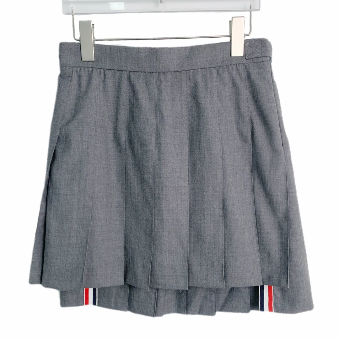 99新 THOMBROWNE 00727 灰色羊毛百褶短裙 40码