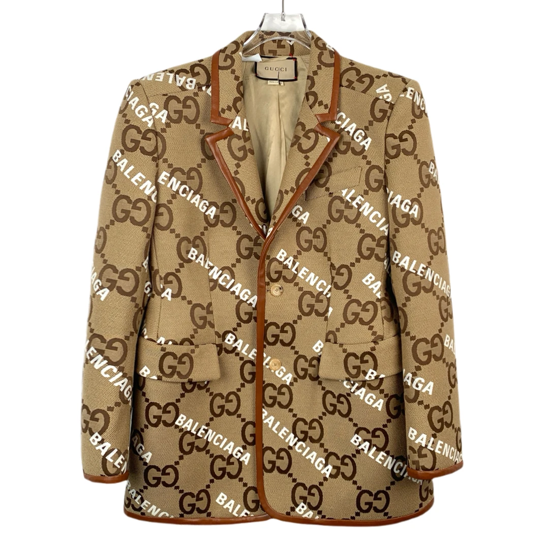 99新 GUCCI/古驰  016339 logo老花满印拼皮西装外套 50码