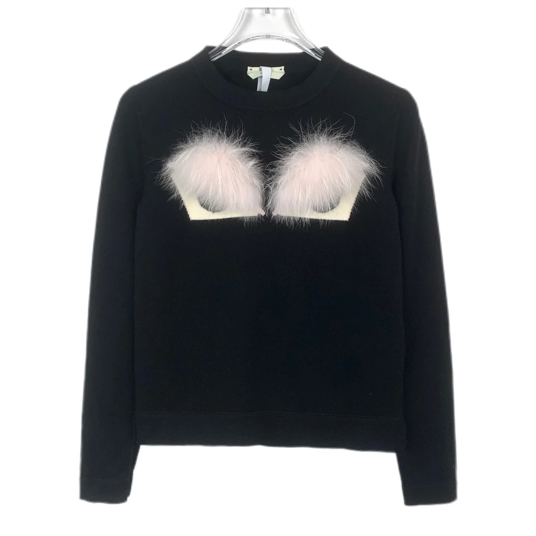 99新 FENDI/芬迪 010019   小怪兽眼睛圆领针织衫 XS码