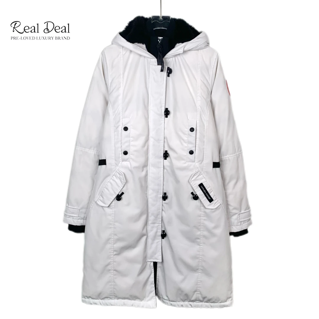 99新 加拿大鹅 X9247 徽标贴饰连帽羽绒服外套派克服 S码