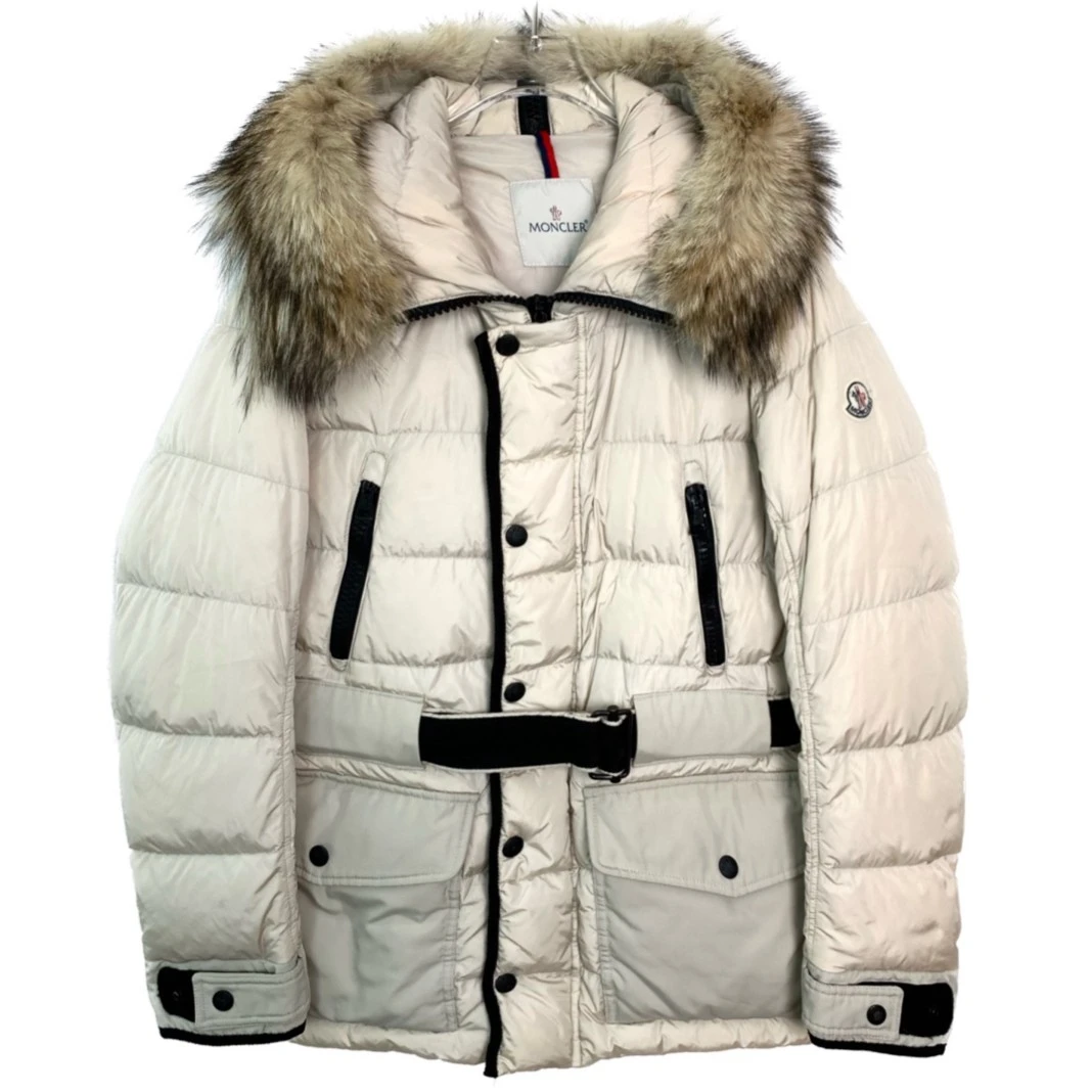 95新  006187 Moncler/蒙口 徽标贴饰连帽毛领羽绒服拉链外套 1码