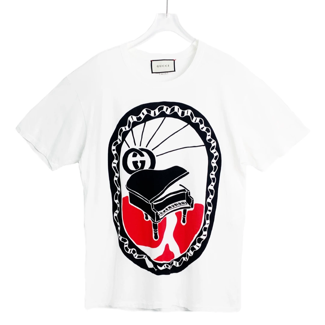 99新 GUCCI/古驰 00514 Gucci钢琴图案印花短袖 S码