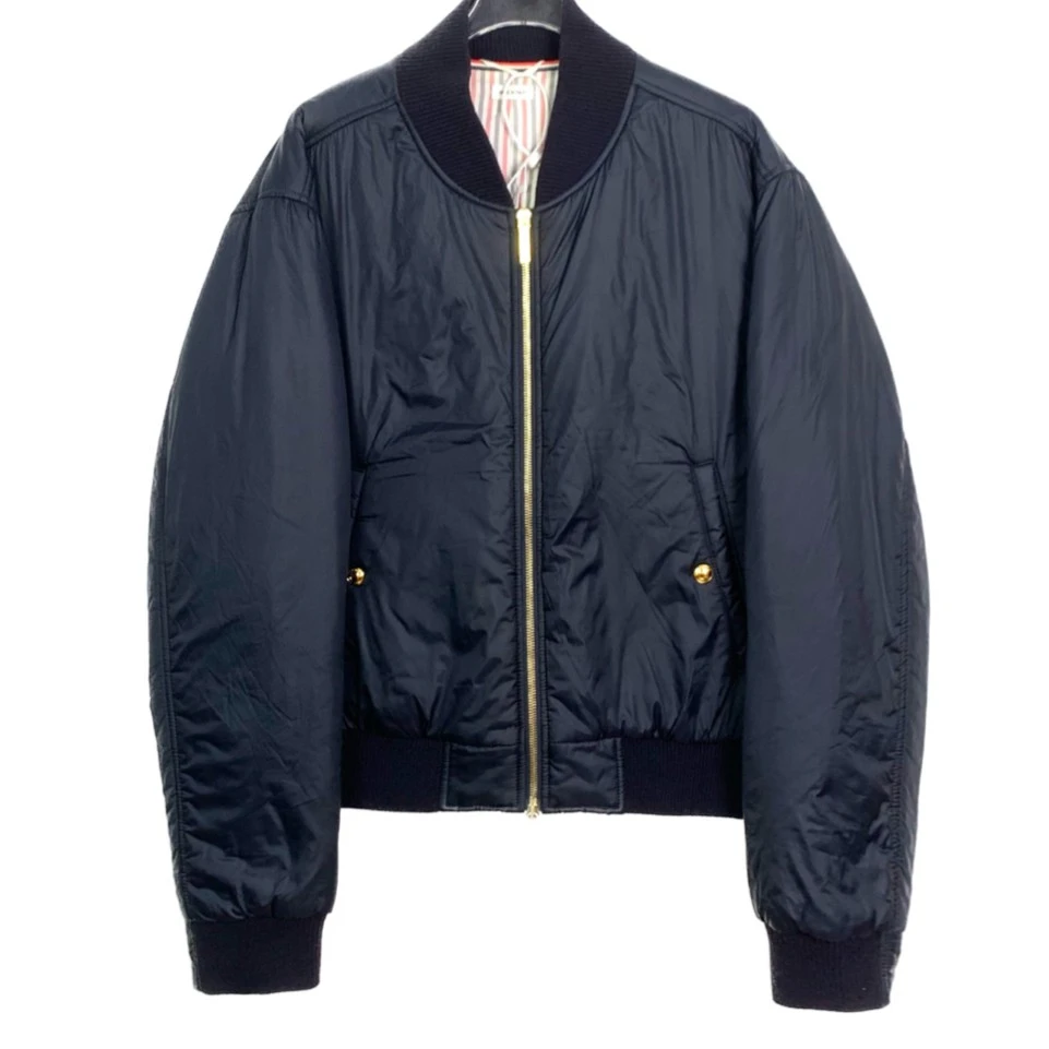 99新 002969 Thom Browne/tb 三色条纹里衬拉链棉服夹克外套 2码