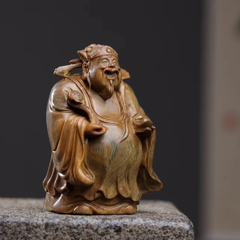 阿根廷绿檀紫檀木雕福禄寿摆件手把件卧室复古装饰工艺品摆件