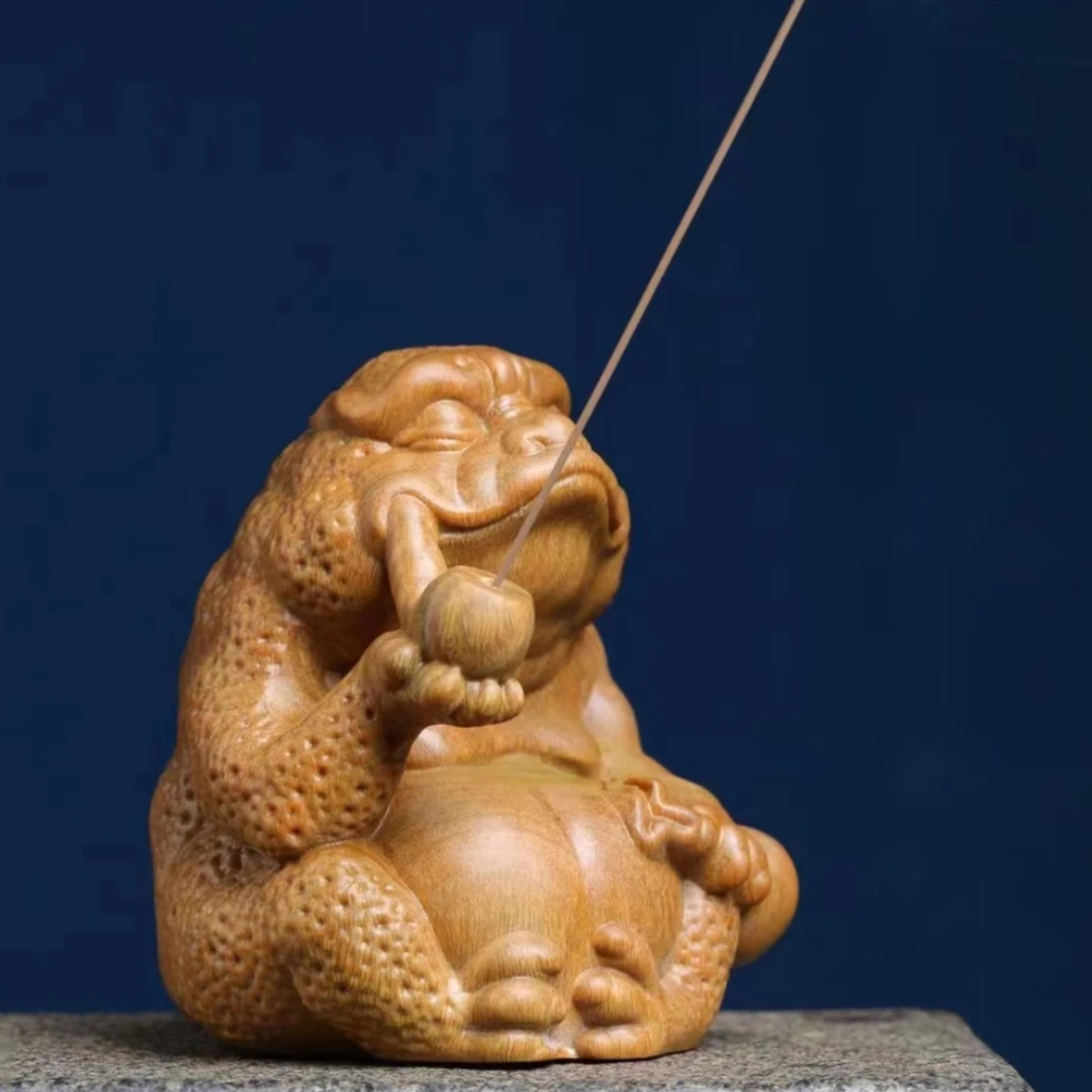 阿根廷绿檀新款金蟾烟斗熏香炉线香装饰工艺品摆件文房茶室用品