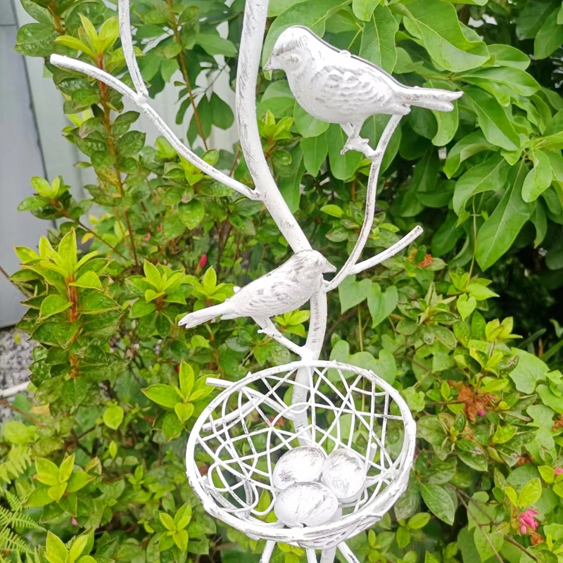 铁艺做旧鸟巢花插复古庭院装饰鸟窝地插花园园艺杂货小鸟爬藤架