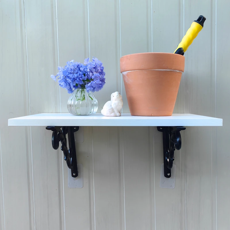 欧式园艺直角支撑架铸铁层板三角架大挂钩创意卷草挂架园艺杂货