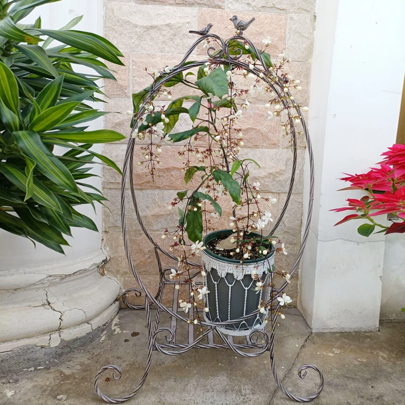 花架阳台置物架单层折叠花架子落地式做旧欧式室内外金属盆景架