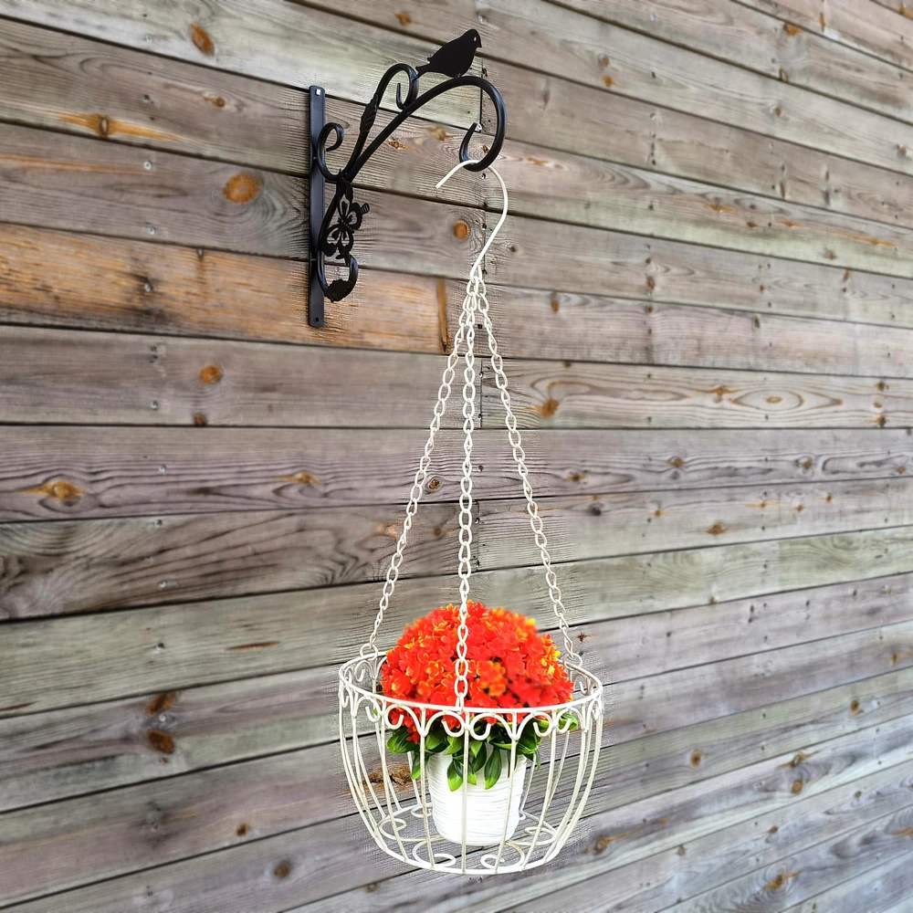 做旧铁艺吊篮垂吊花盆挂架绿萝盆栽挂篮悬挂式阳台花架绿植架子