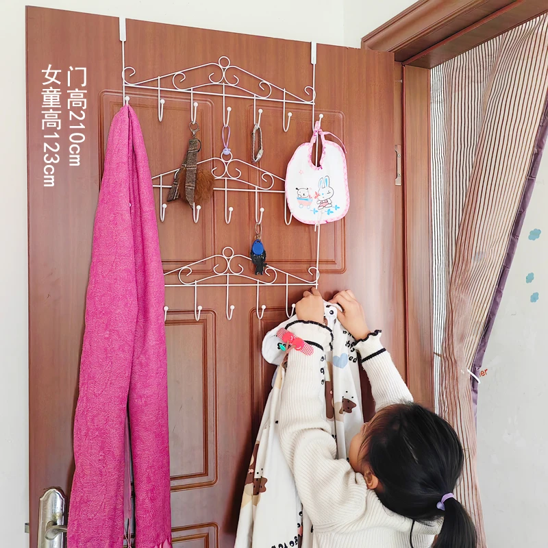 多层门后挂钩免打孔厕所浴室卫生间置物架免钉门上挂衣架衣服挂架