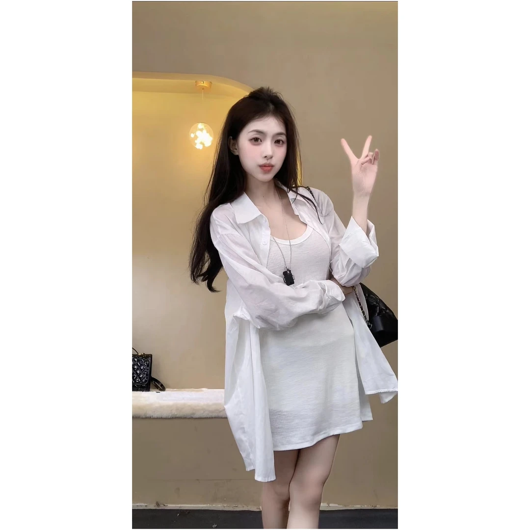夏季轻薄款白色衬衣女2024新款宽松长袖法式防晒衬衫休闲上衣外套