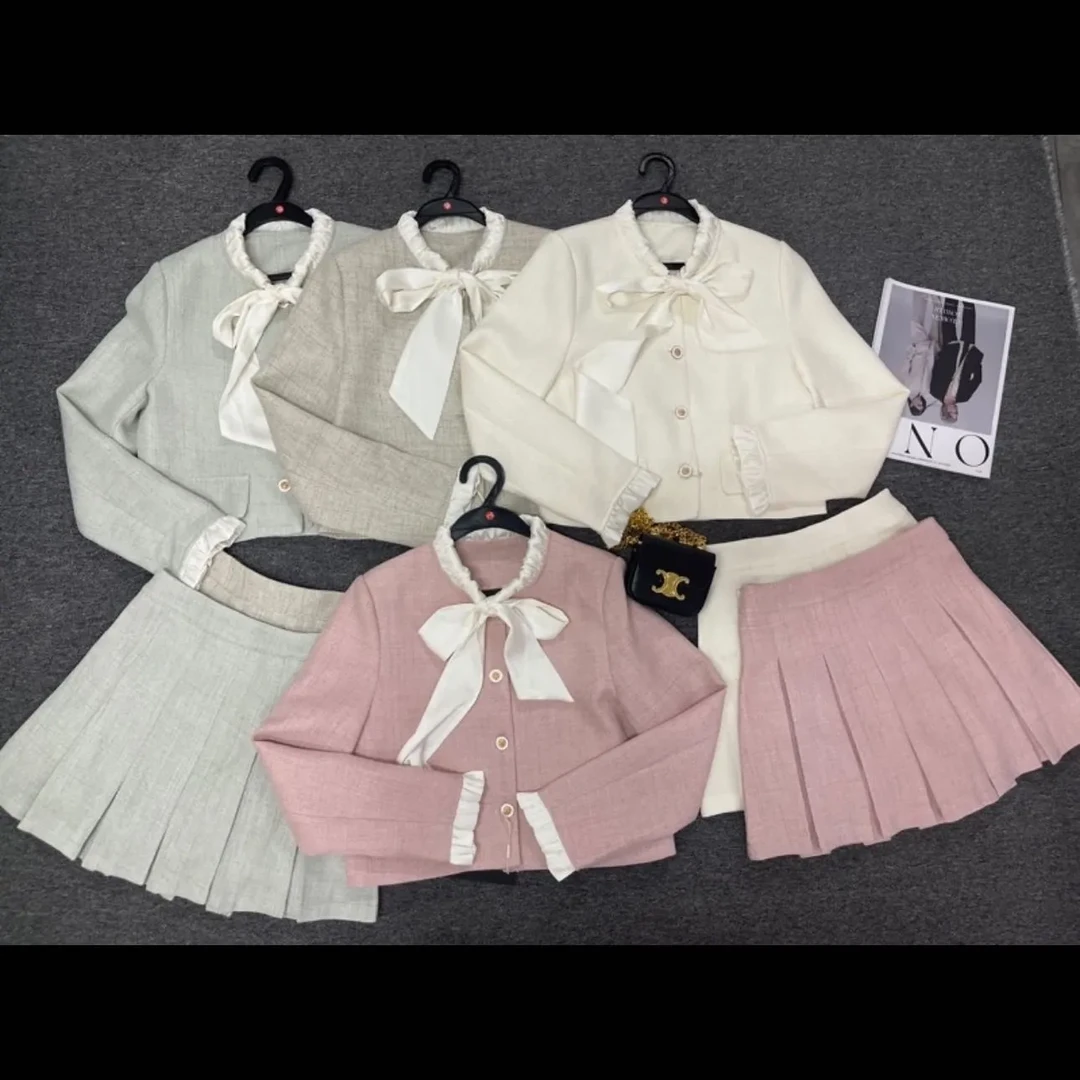 【十三行女装】洋气法式设计感系带蝴蝶结小香风小个子时尚短外套