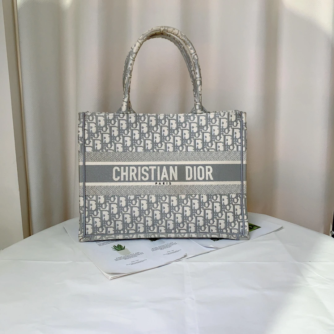 95新 DIOR/迪奥 dior tote中号灰色老花包/公价25500/优品