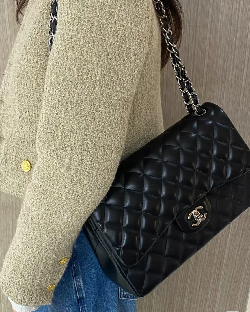 95新 Chanel/香奈儿 香奈儿cf jumbo黑银羊/优品
