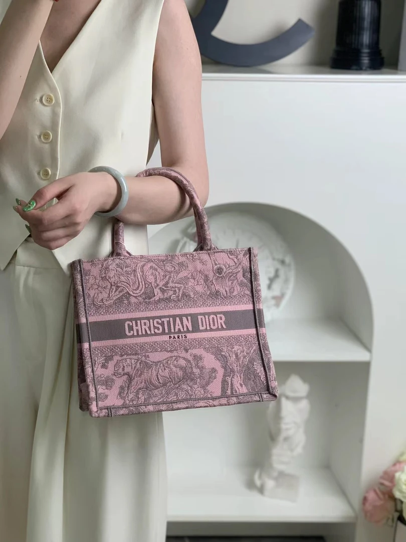 99新 DIOR/迪奥 dior tote小号动物园粉色包 拆单/公价24500/优品