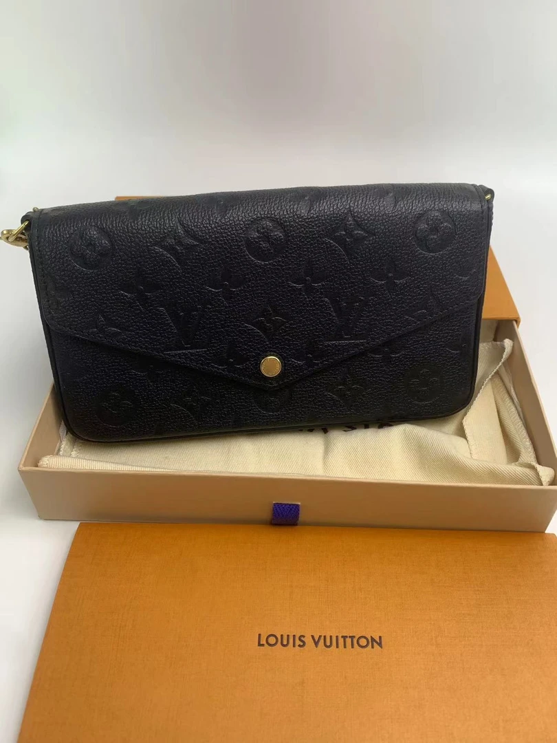 99新 LouisVuitton/路易威登 三合一全皮黑色链条包/无公价/优品