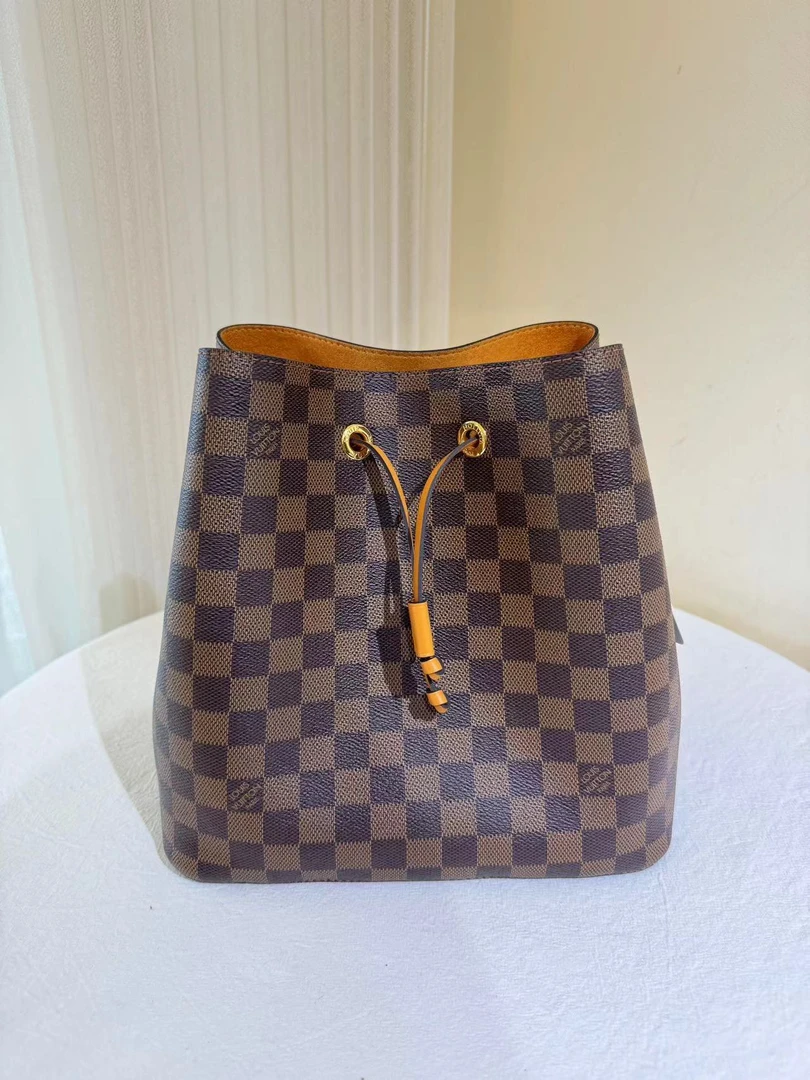 99新 LouisVuitton/路易威登 lv水桶橘色棋盘格/优品