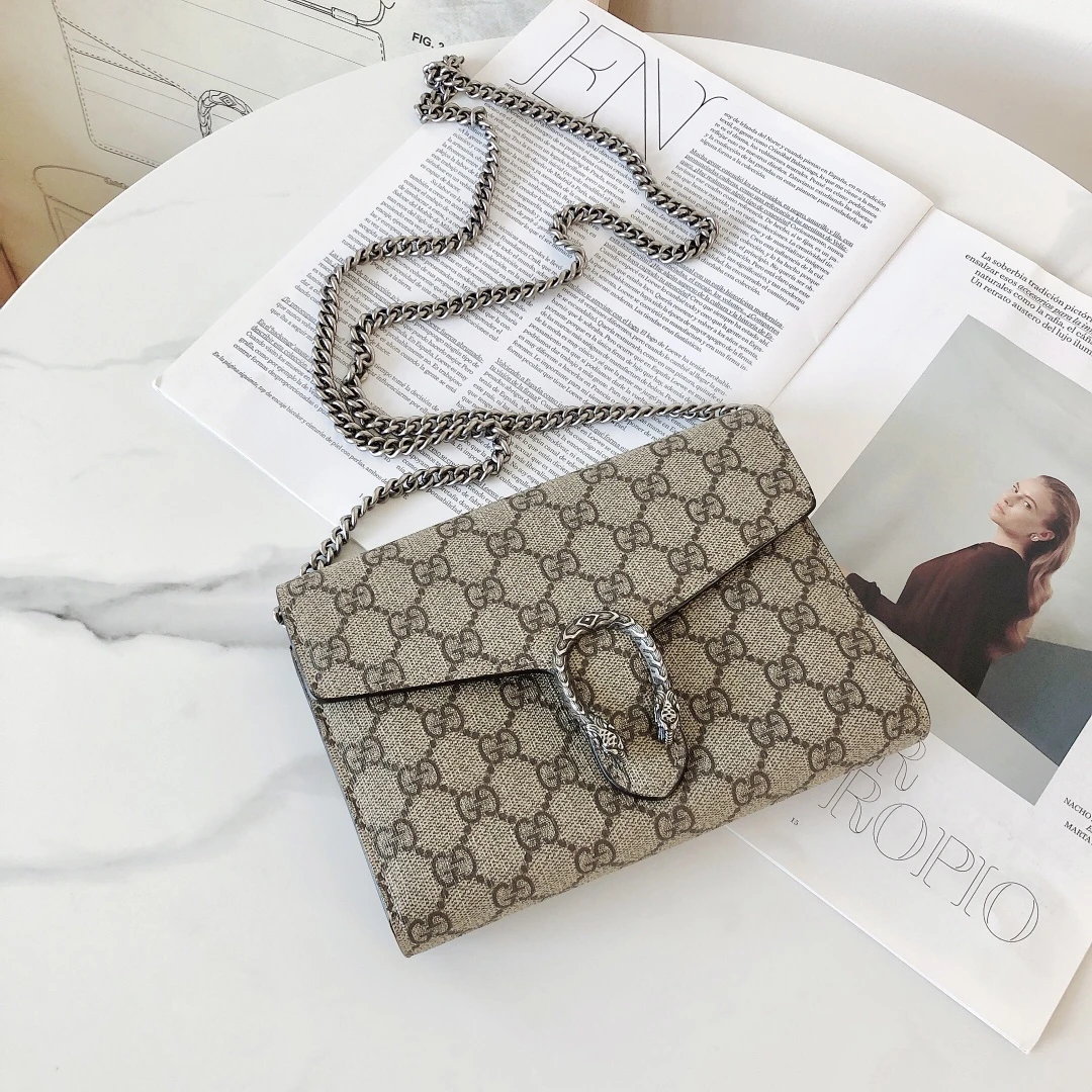 99新 GUCCI/古驰 酒神woc驼色单肩斜跨包/奢选