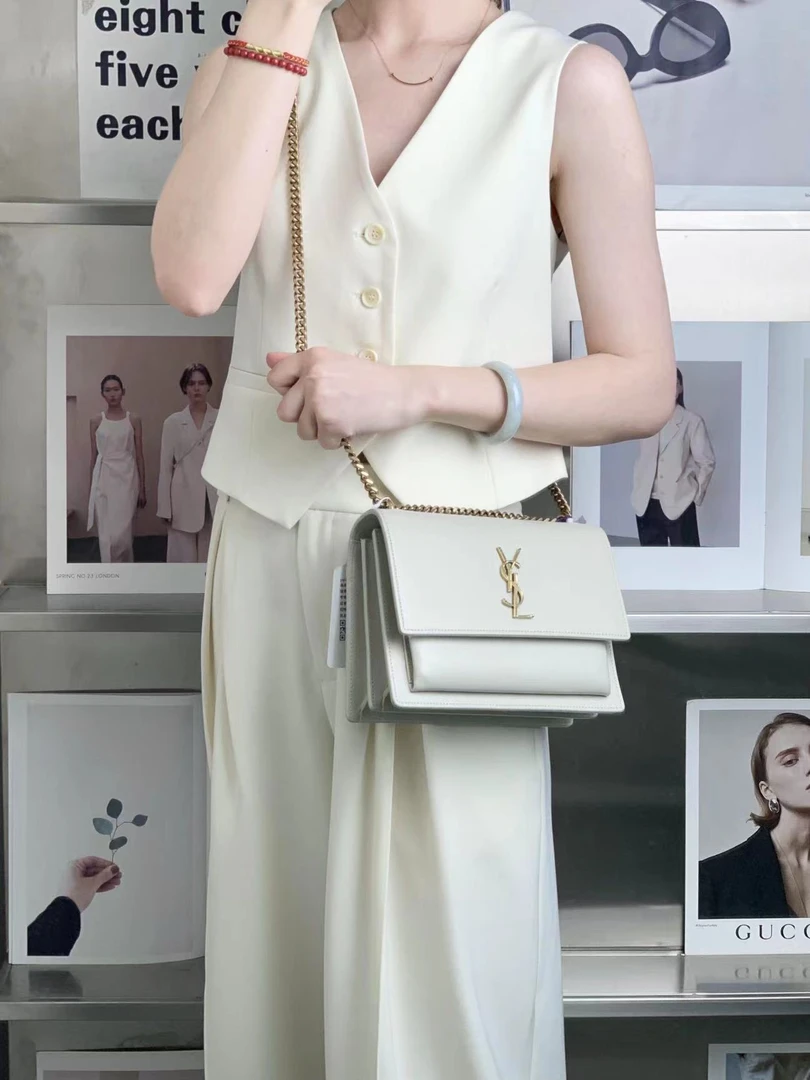 99新 YSL/圣罗兰 ysl日落白金光面中号包/优品