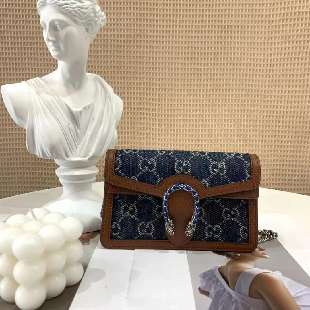 全新未使用 GUCCI/古驰 Gucci 丹宁牛仔酒神mini单肩斜挎包/优品