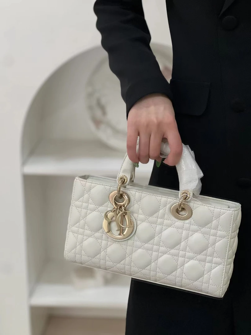 99新 DIOR/迪奥 dior d-joy横版戴妃中号白金/公价42500/优品