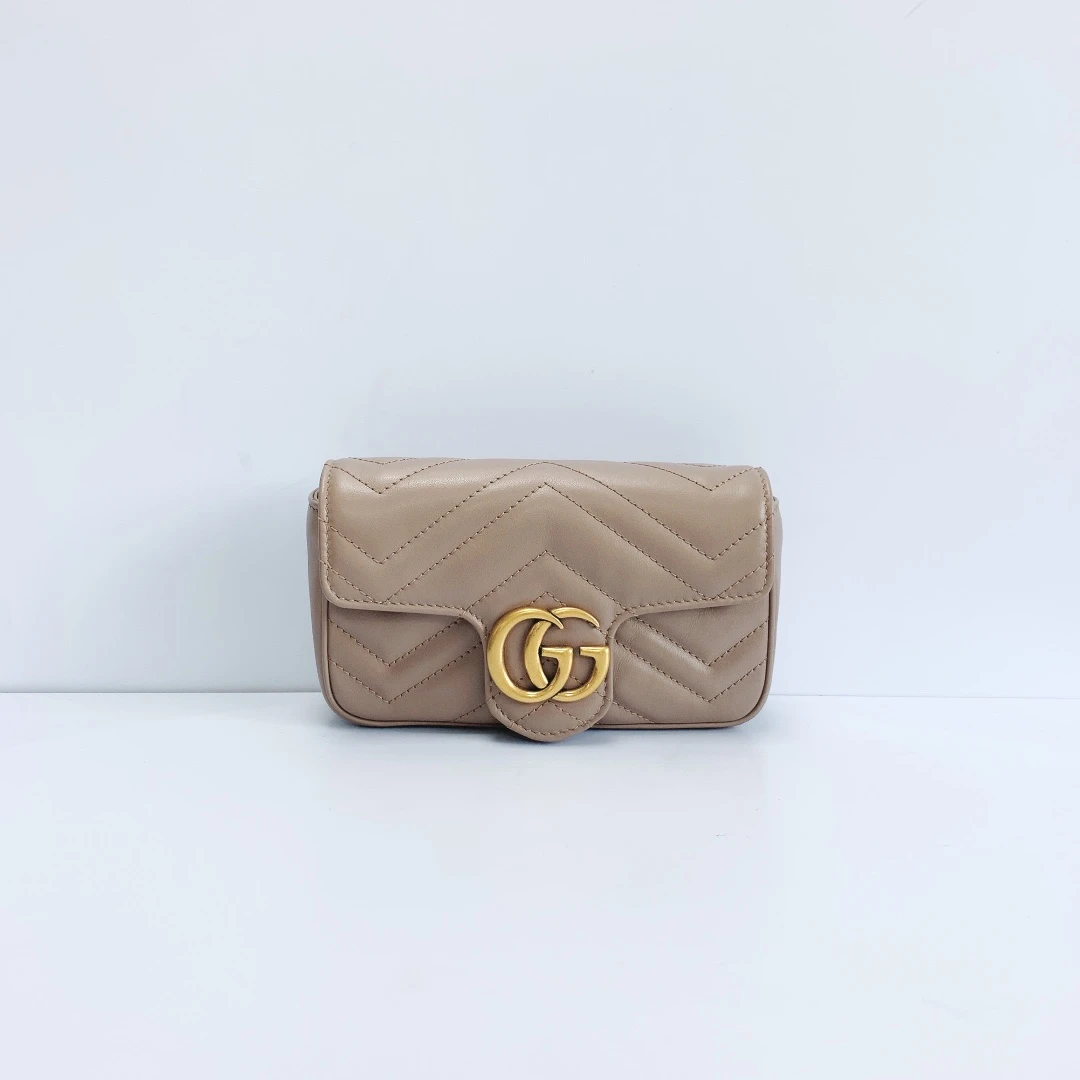 99新 GUCCI/古驰 marmont mini奶茶色链条包/公价8700/优品