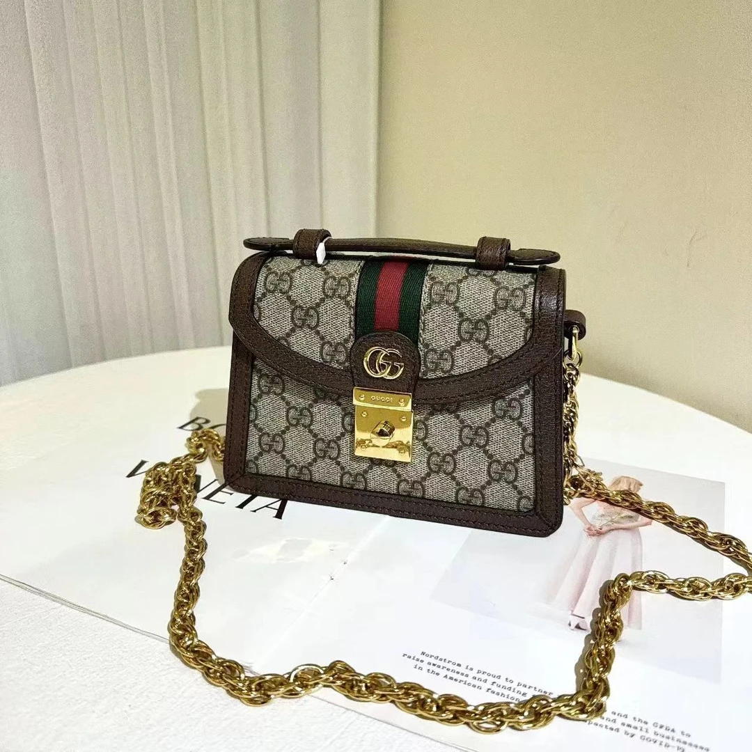 99新 GUCCI/古驰 gucci古驰op邮差mini老花斜挎包 /无公价/优品