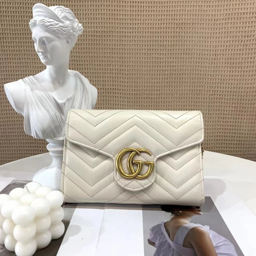 99新 GUCCI/古驰 gucci marmont woc白色斜挎包/公价无/优品