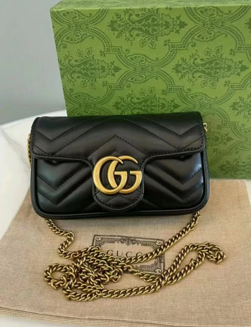 95新 GUCCI/古驰 marmont mini黑金包/优品