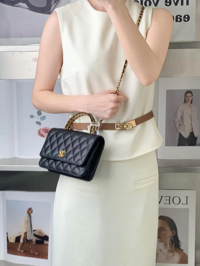 99新 Chanel/香奈儿 香奈儿24a手柄woc黑金包/优品