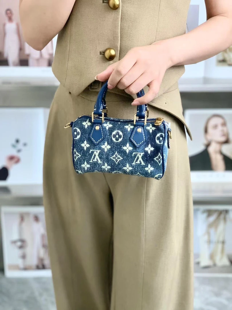 99新 LouisVuitton/路易威登 speedy nano丹宁牛仔/优品