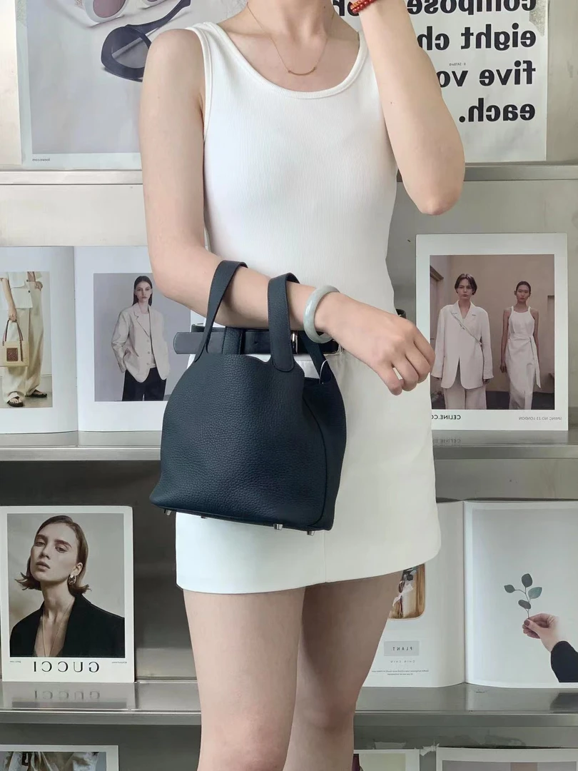 99新 Hermes/爱马仕 爱马仕菜篮子18黑银/优品