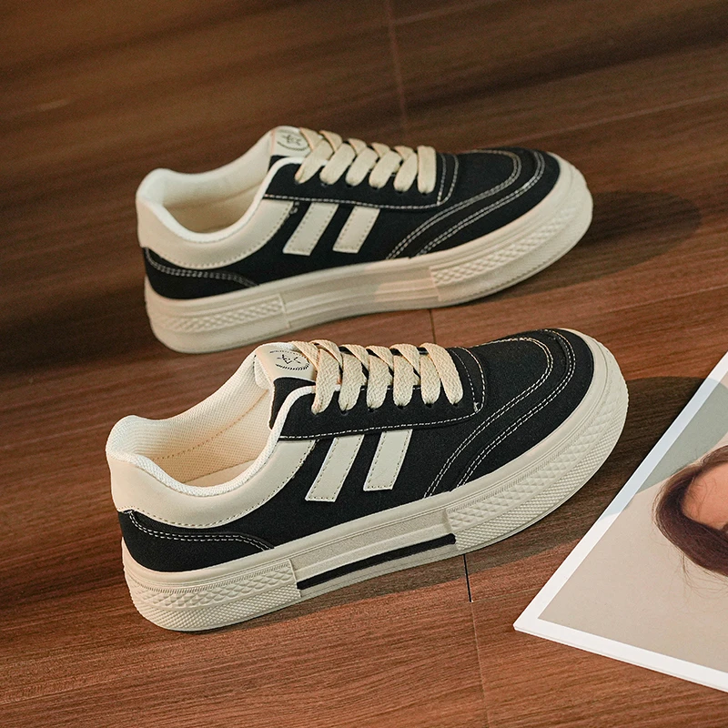 帆布鞋女秋季新款网红潮流韩版百搭2025年新款休闲运动鞋