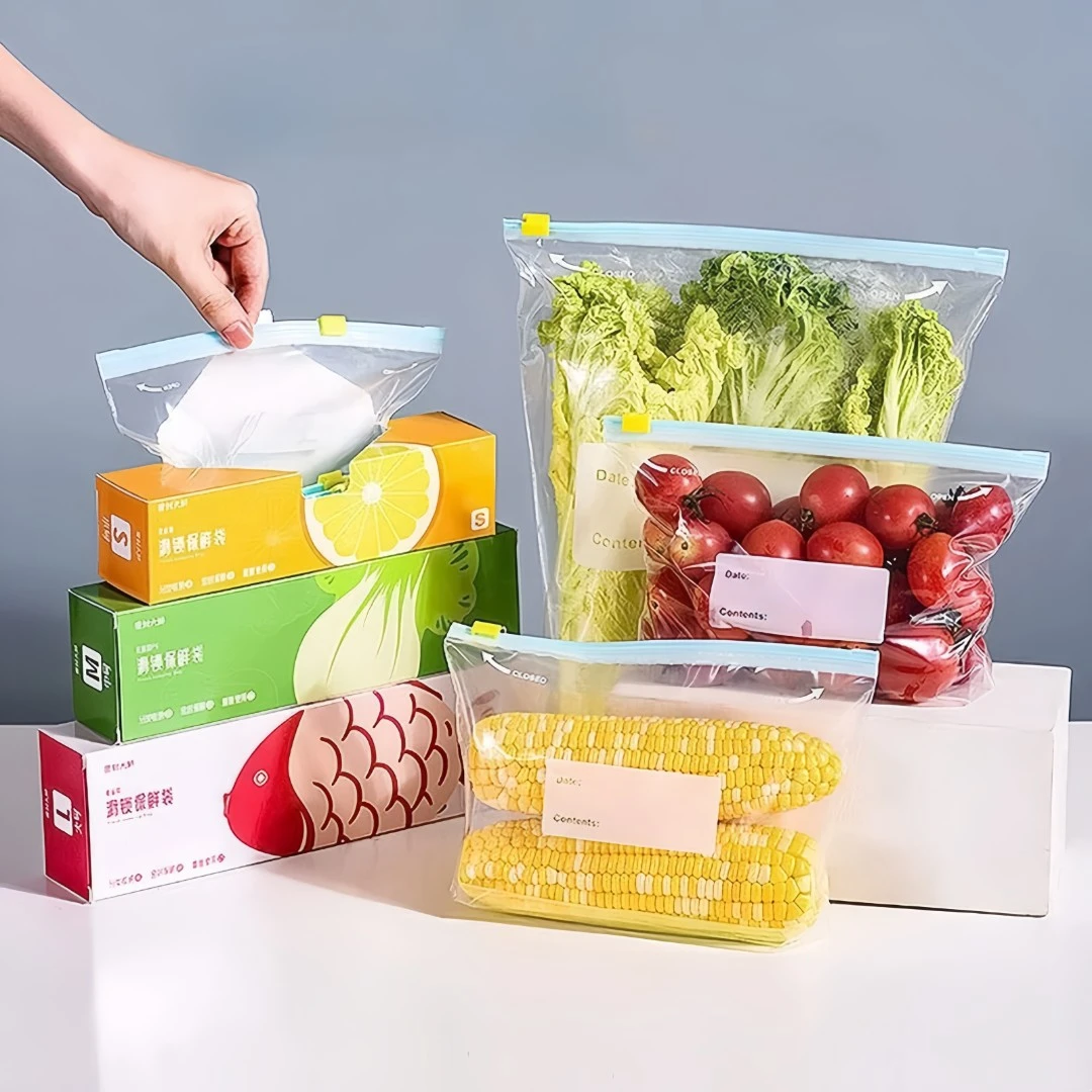 保鲜袋密封袋防潮防串味加宽加厚冷冻冷藏收纳袋拉链式防串味家用
