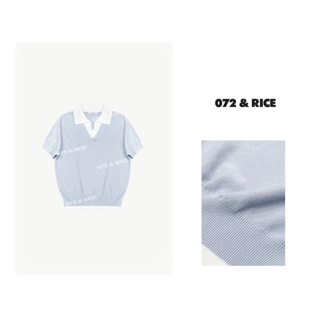 072 & RICE【嘉倪】 夏季休闲假两件短袖针织衫 24SJ11 120FF