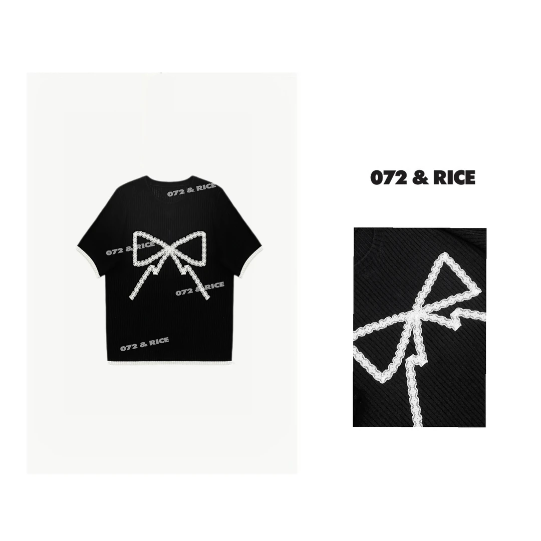 072 & RICE【蝴蝶】亚麻+莱赛尔 夏季短袖针织衫 OM5133 1031FF