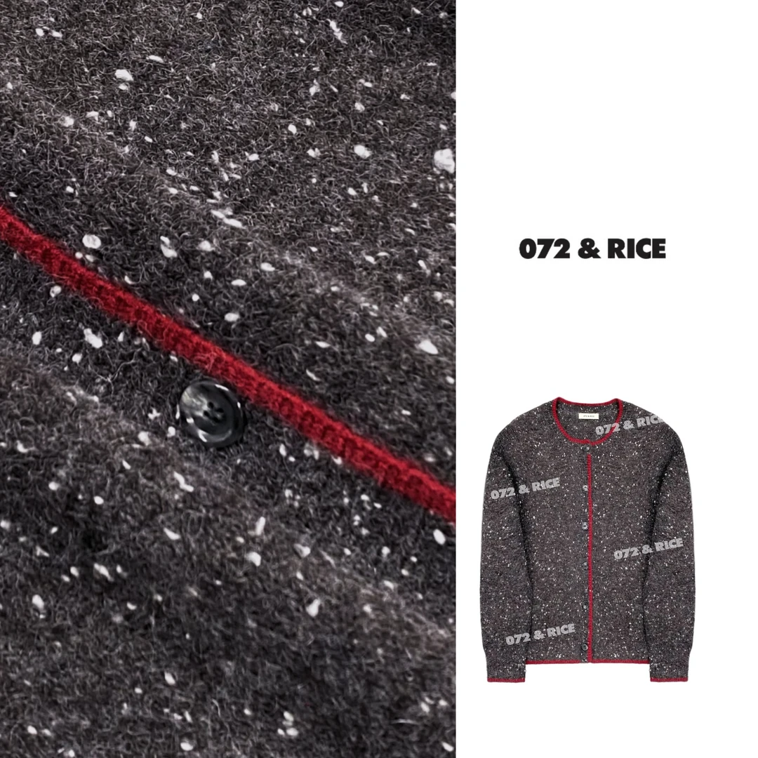 072 & RICE【雪点纱】秋季休闲U领长袖针织开衫 31DDM03