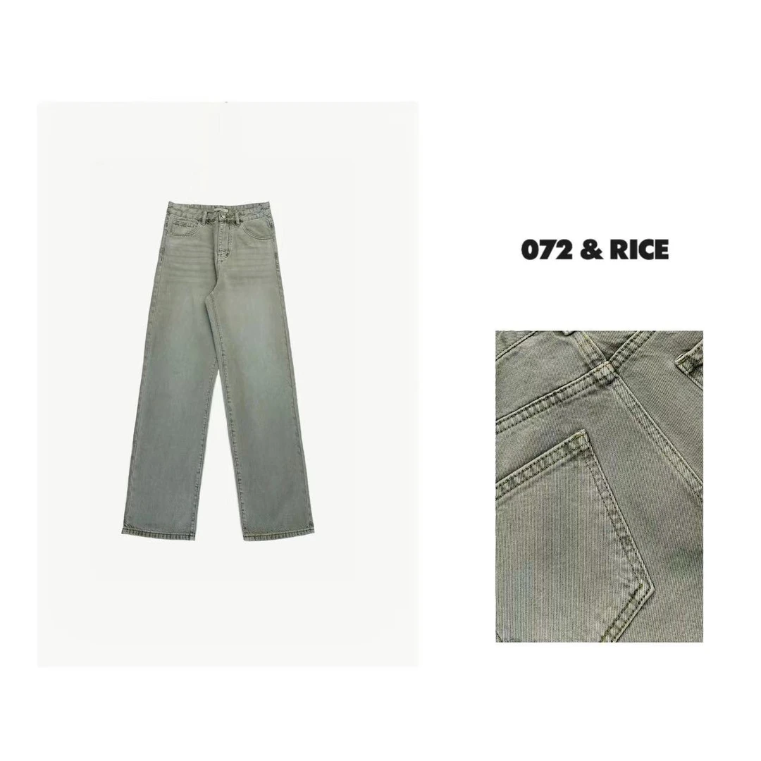 072 & RICE【松石裤】棉100 春季做旧直筒牛仔长裤 CB030 1126FF