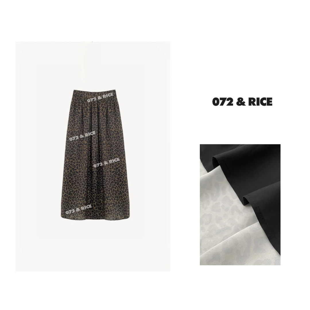 072 & RICE【豹纹裙】夏季休闲松紧腰半身裙 24W061Z* FF