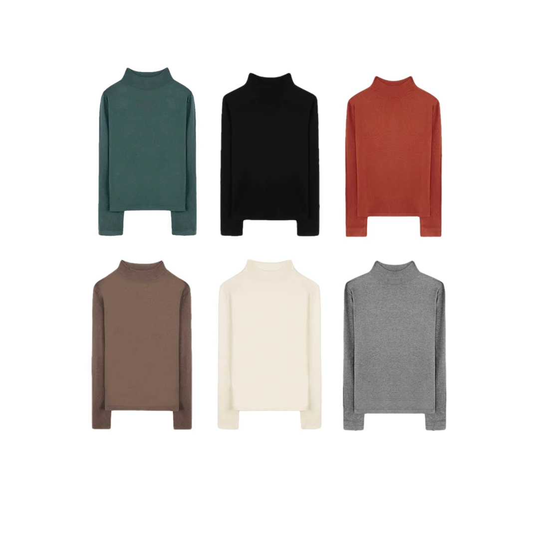 072 & RICE【德芙打底】秋冬休闲半高领净版长袖T恤 91311