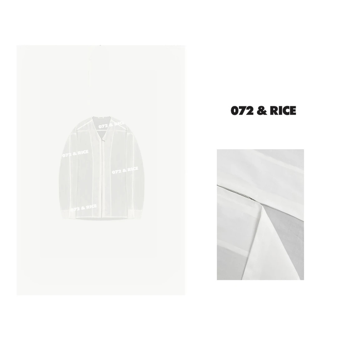 072 & RICE【凉白开】100莱赛尔 夏季休闲V领长袖上衣 24XB23 FF