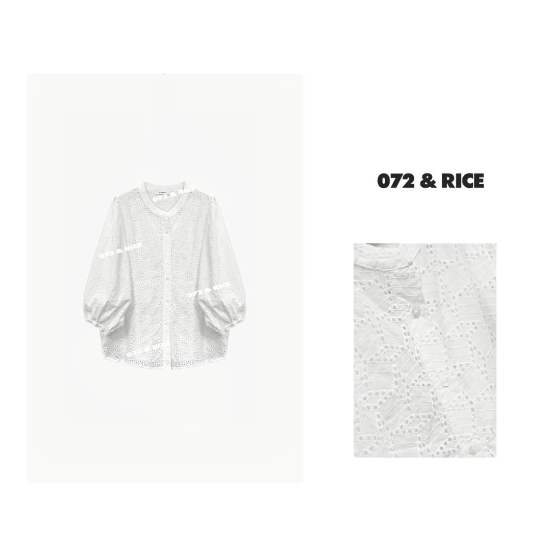 072 & RICE【思佳】100纯棉 夏季休闲圆领长袖衬衫 24NB108Z FF