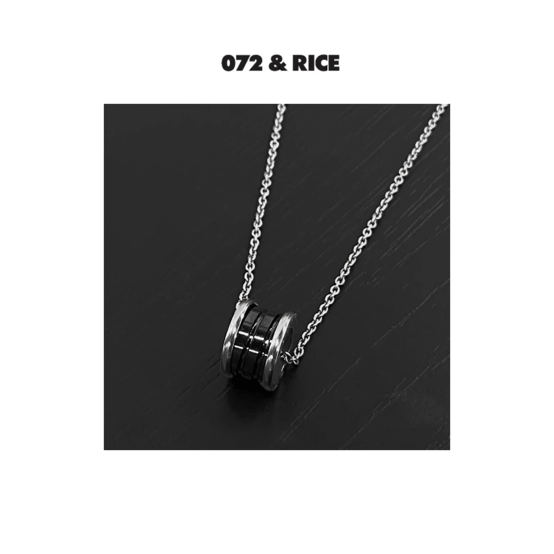 坠链均925银 072 & RICE【黑圈项链】经典弹簧吊坠 FSTIM007B*