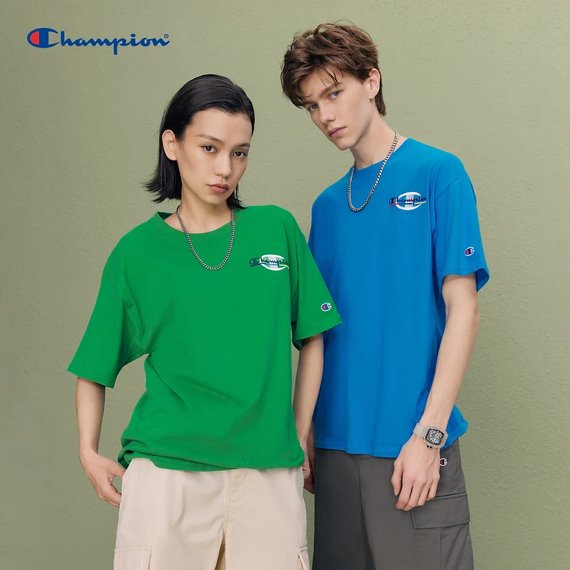 【断码专场】Champion夏季新款刺绣草写LOGO圆领运动T恤UM-XSS16