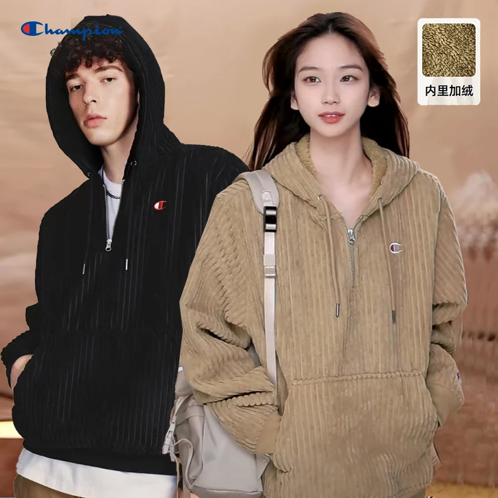 Champion冠军卫衣灯芯绒连帽厚款开衫时尚休闲宽松舒适百搭运动