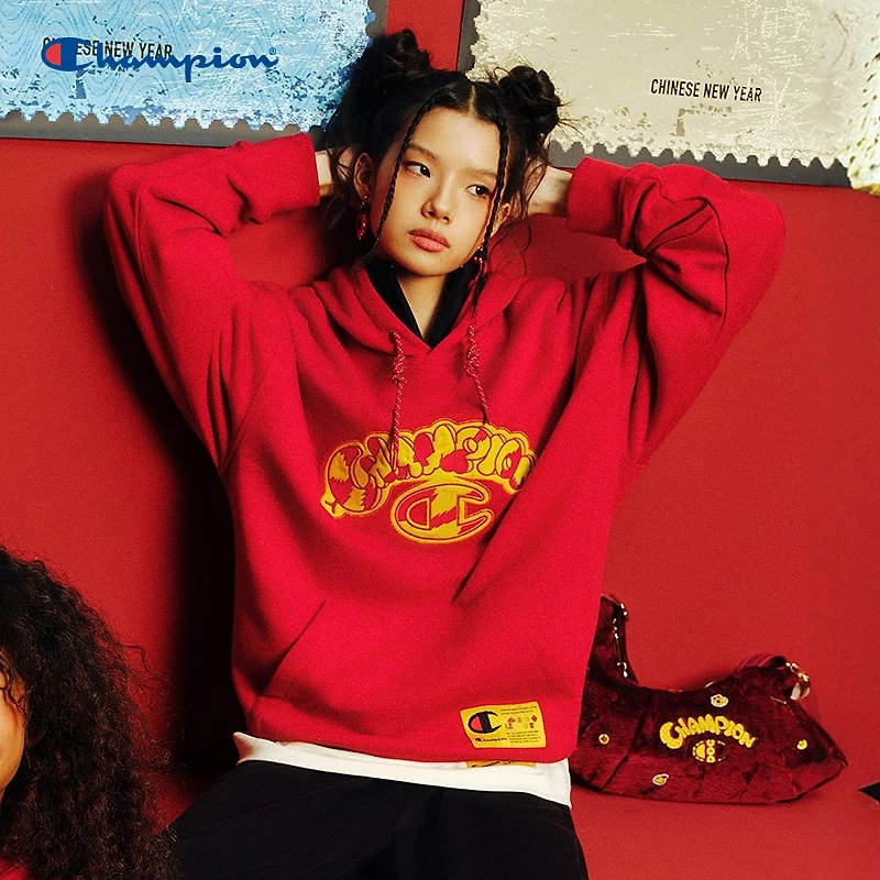 【冠军蛇年限定连帽卫衣】CNY系列新年红情侣国潮刺绣长袖休闲时尚