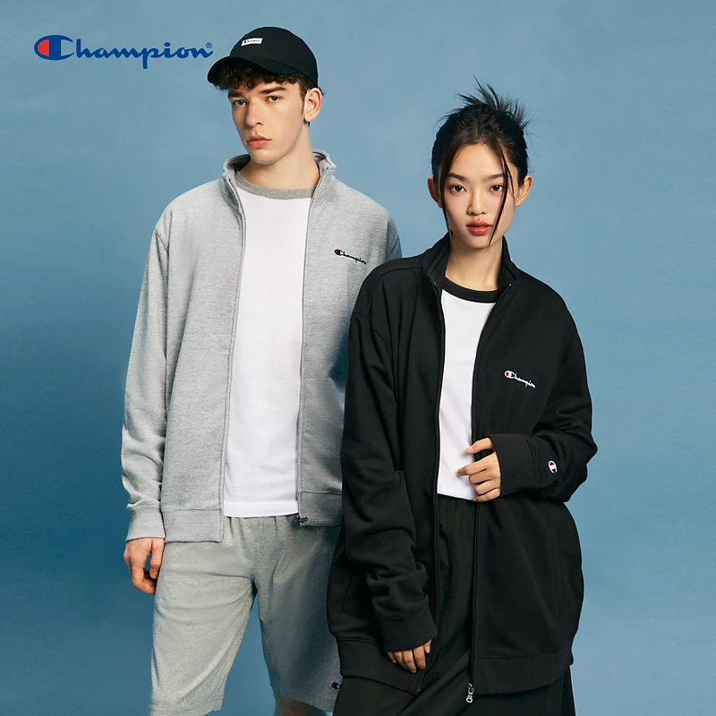 Champion【立领开衫刺绣】冠军草写logo拉链卫衣运动舒适暖户外运动